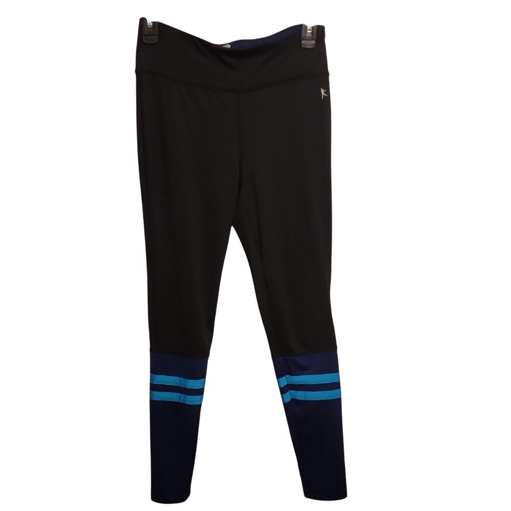 Danskin Black and Teal Fitted Leggings SMALL